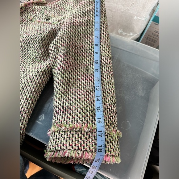 Talbots jacquard sweater jacket suit separate size 12P green pink brown - Picture 12 of 14